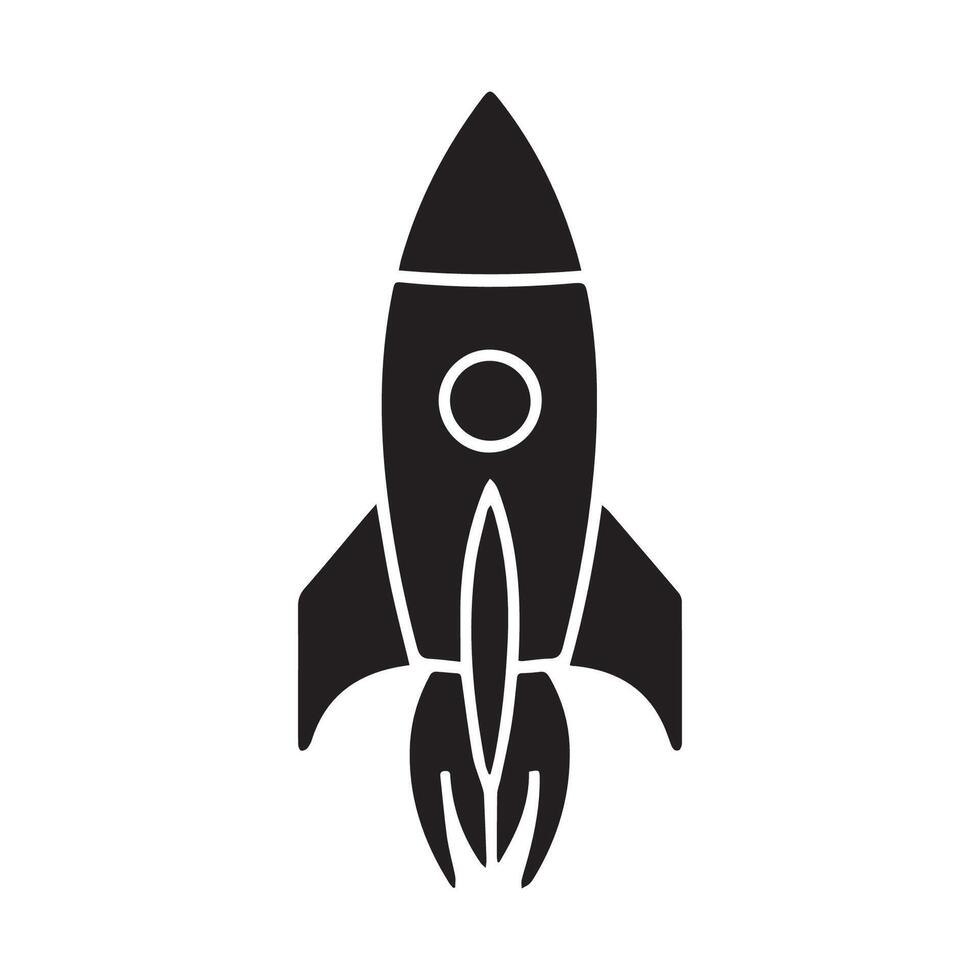 Black and White Line Rocket Symbol of Space Exploration vector