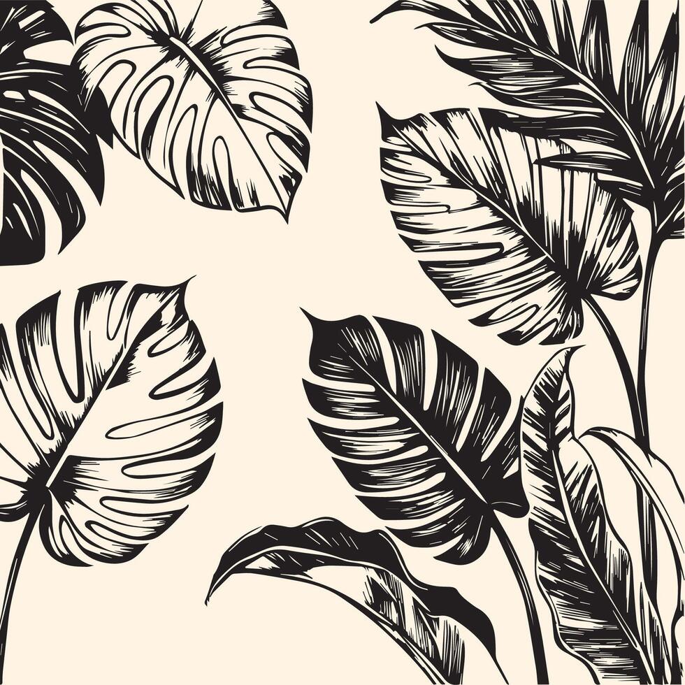 Natural Inspiration in Lines and Shadows, Black and White Leaf Collection vector