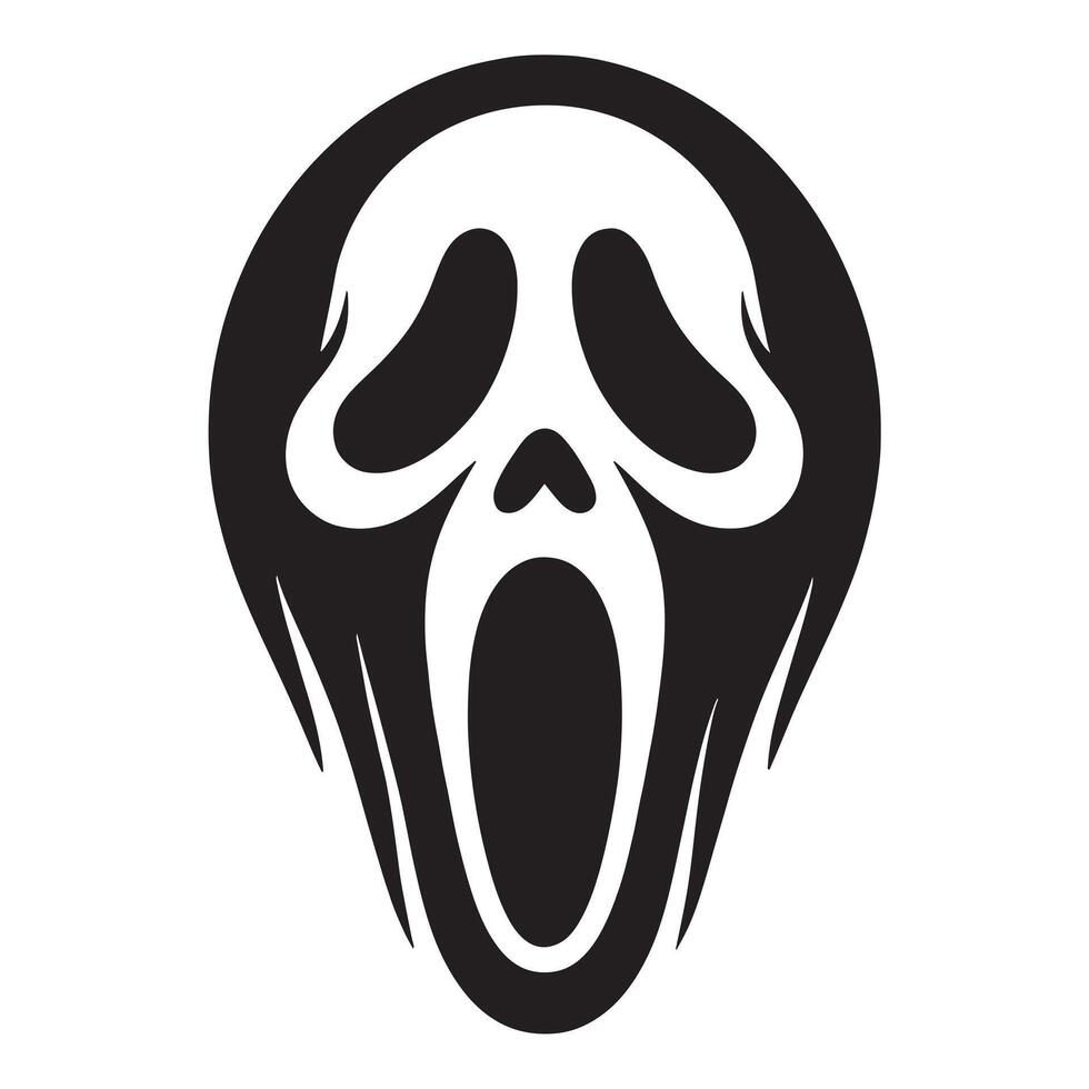 Scream Horror Face silhouette white background vector