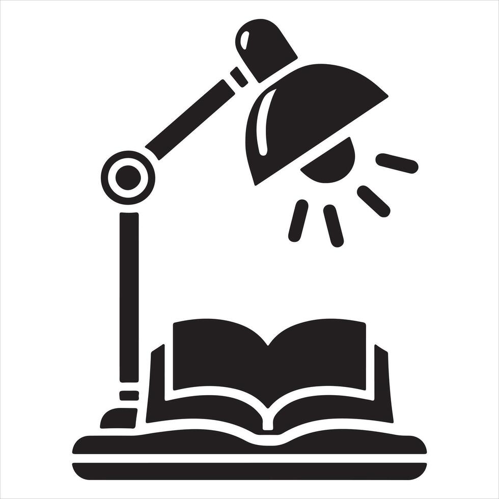 Table reading lamp icon silhouette white background vector