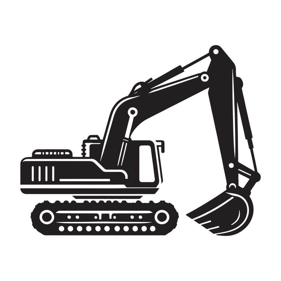 Arm Excavator silhouette on white background vector