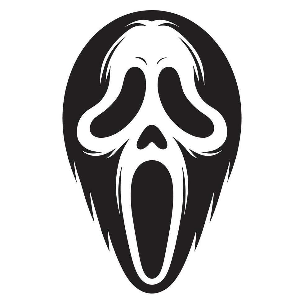 Scream Horror Face silhouette on white background vector
