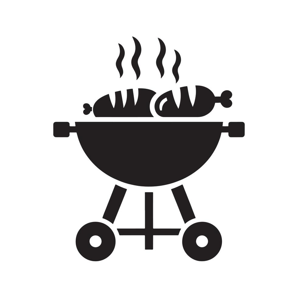 Barbecue grill silhouette on white background vector