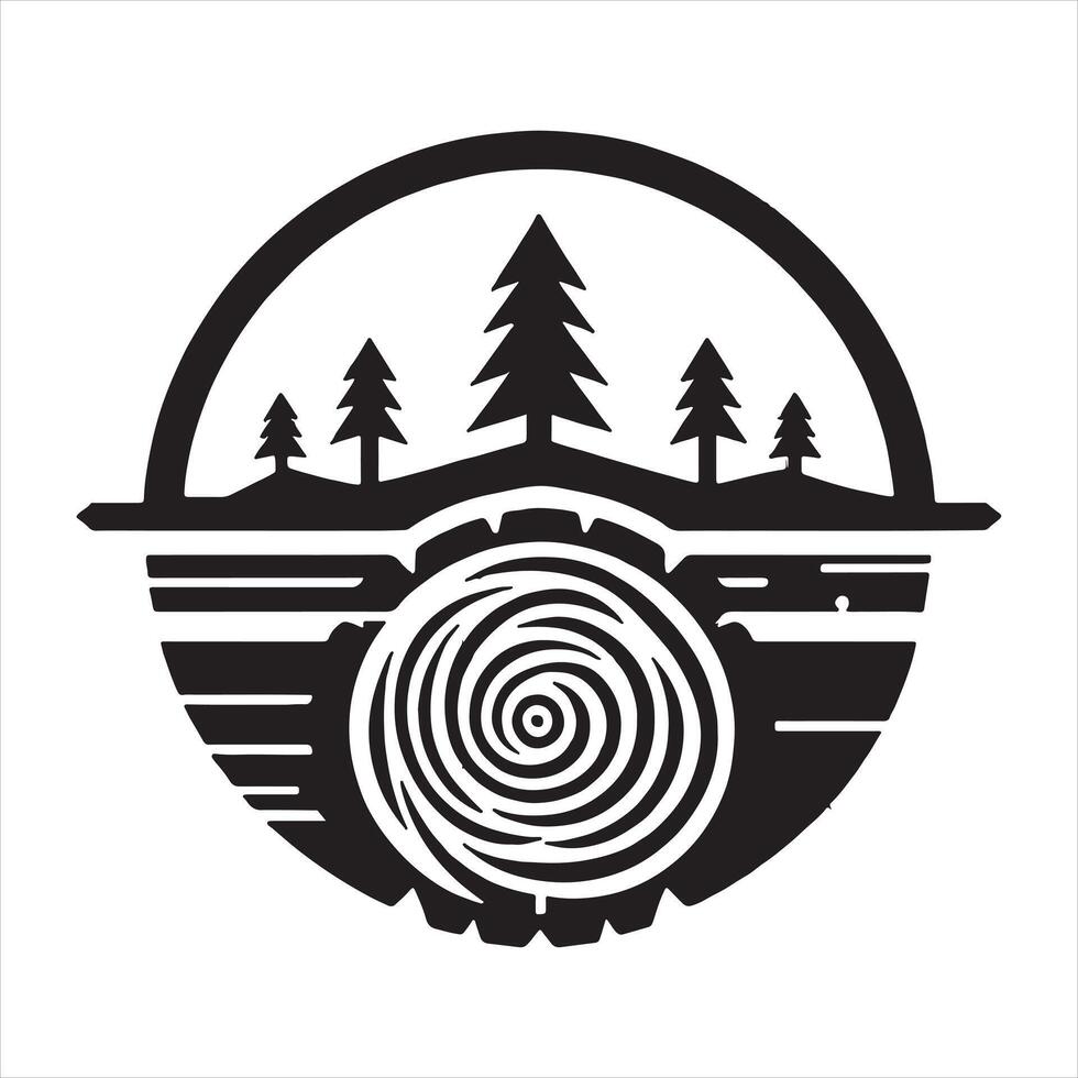 timber wood logo silhouette on white background vector