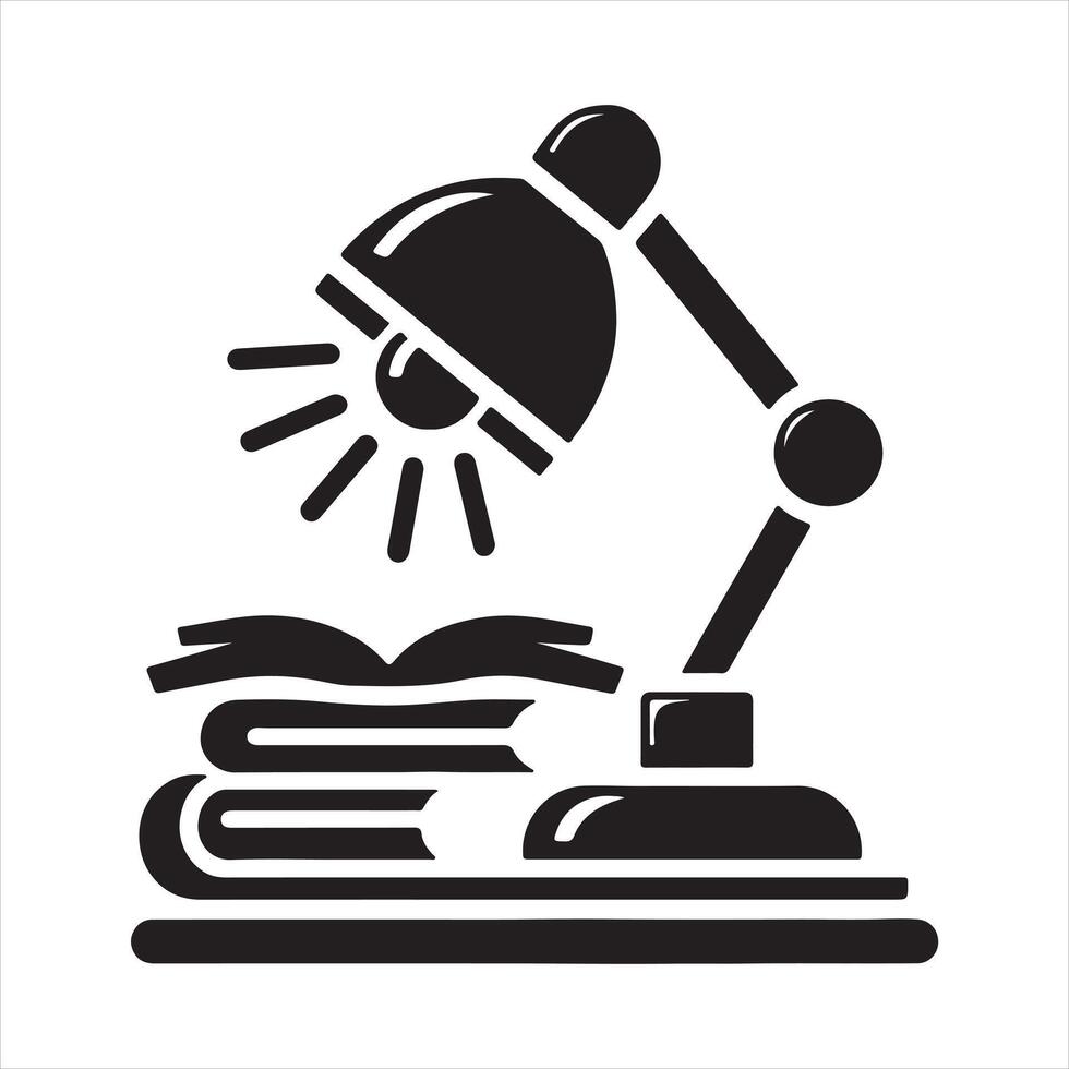 Table reading lamp icon silhouette on white background vector