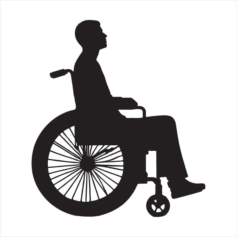 A silhouette of a man in a wheelchair vector