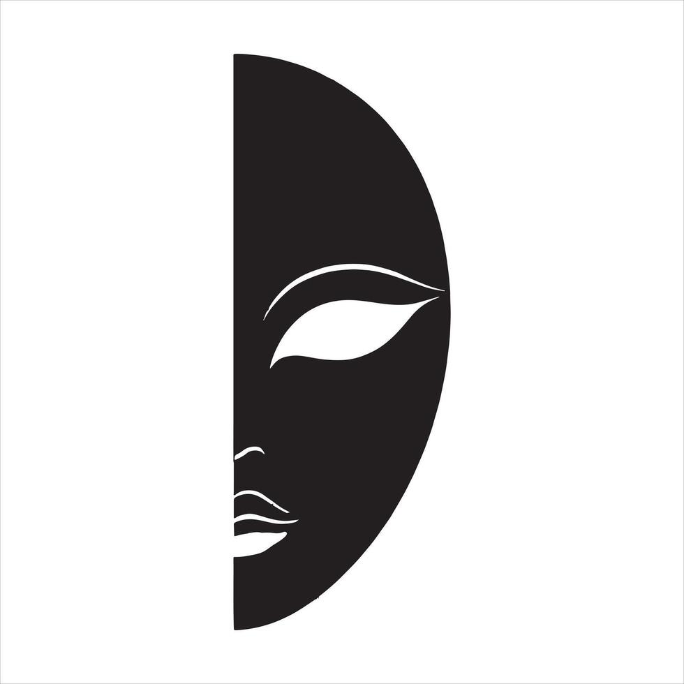 A black and white image of a mask vector
