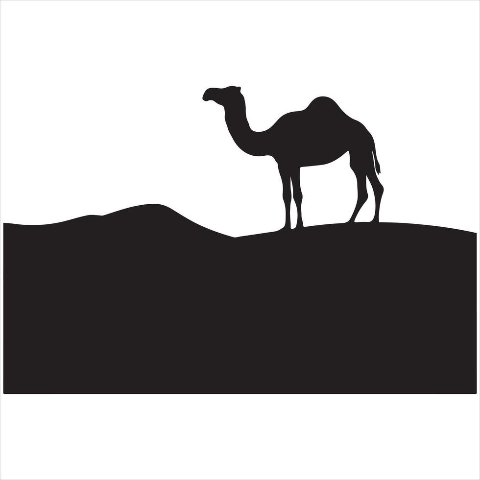 Camel silhouette white background vector