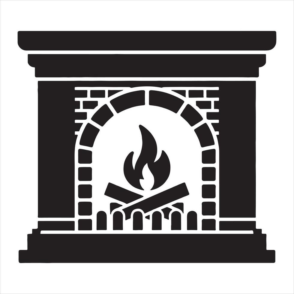 Fireplace icon illustration vector