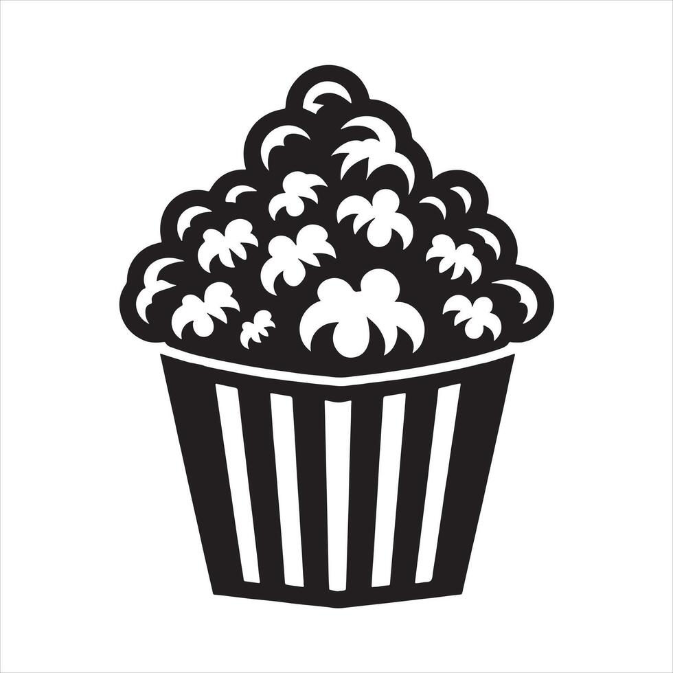popcorn logo icon silhouette white background vector