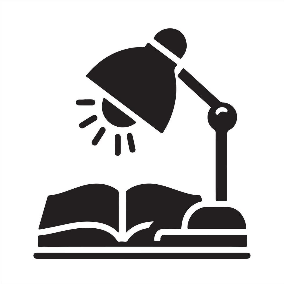 Table reading lamp icon silhouette vector