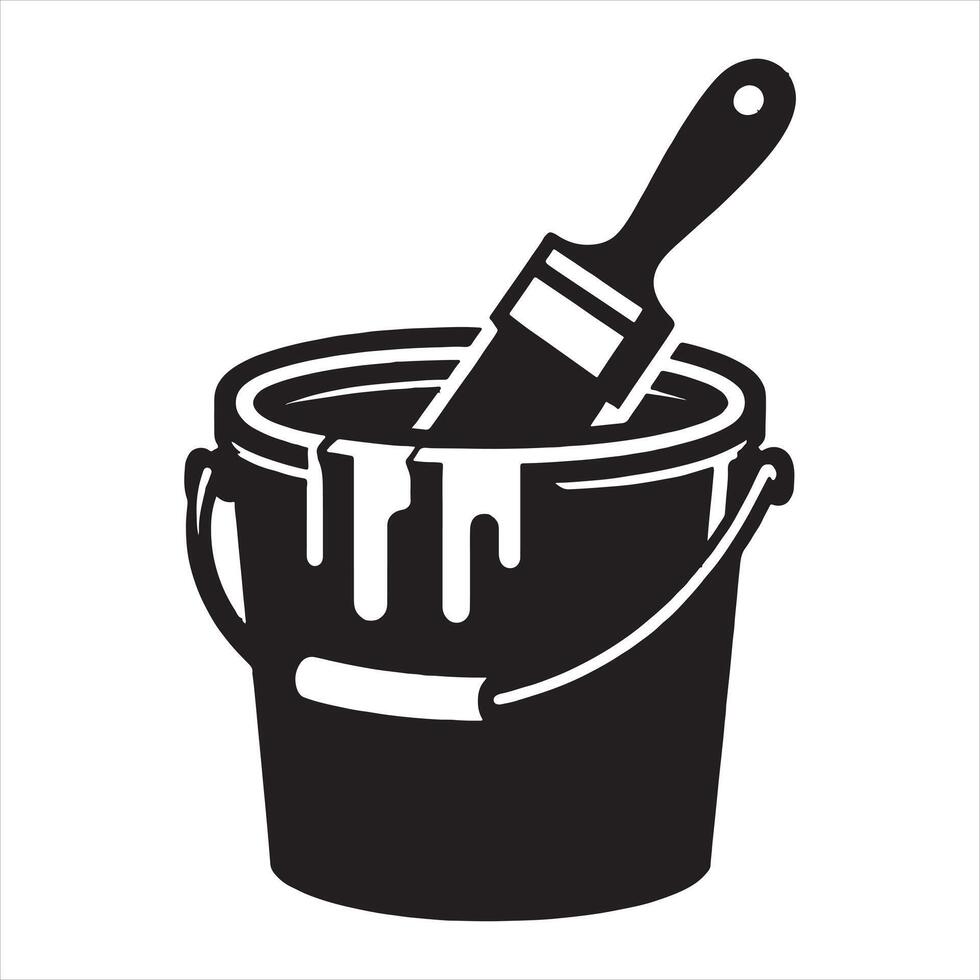 Bucket in brash silhouette vector