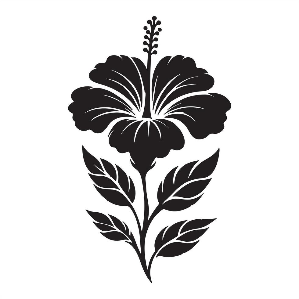 Creative Hibiscus silhouette on white background vector
