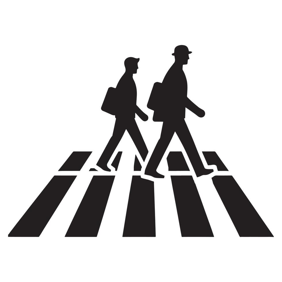 pedestrian crosswalk silhouette on white background vector