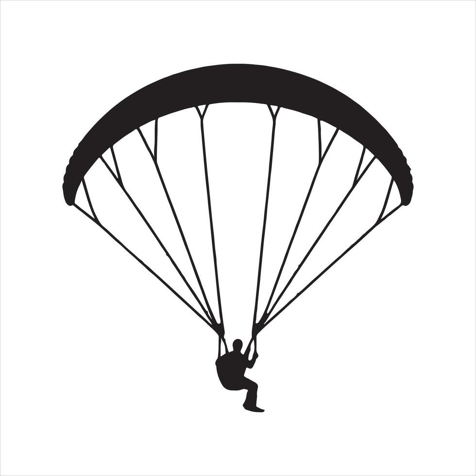 Paraglider silhouette on white background vector