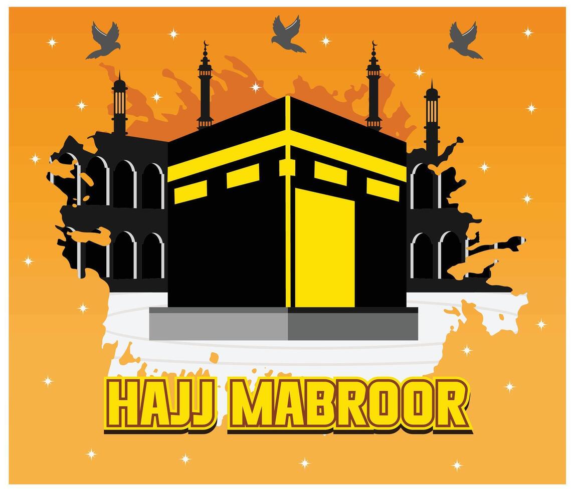 Hajj mabroor, hajj mubrak macca, kaba, haram, arab, creative design. flat modern illustration vector