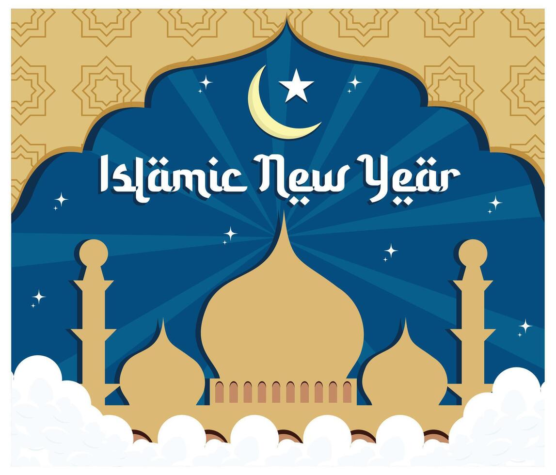Hijri New Year's Day is ideal for Hijri New Year celebrations. flat modern illustration vector