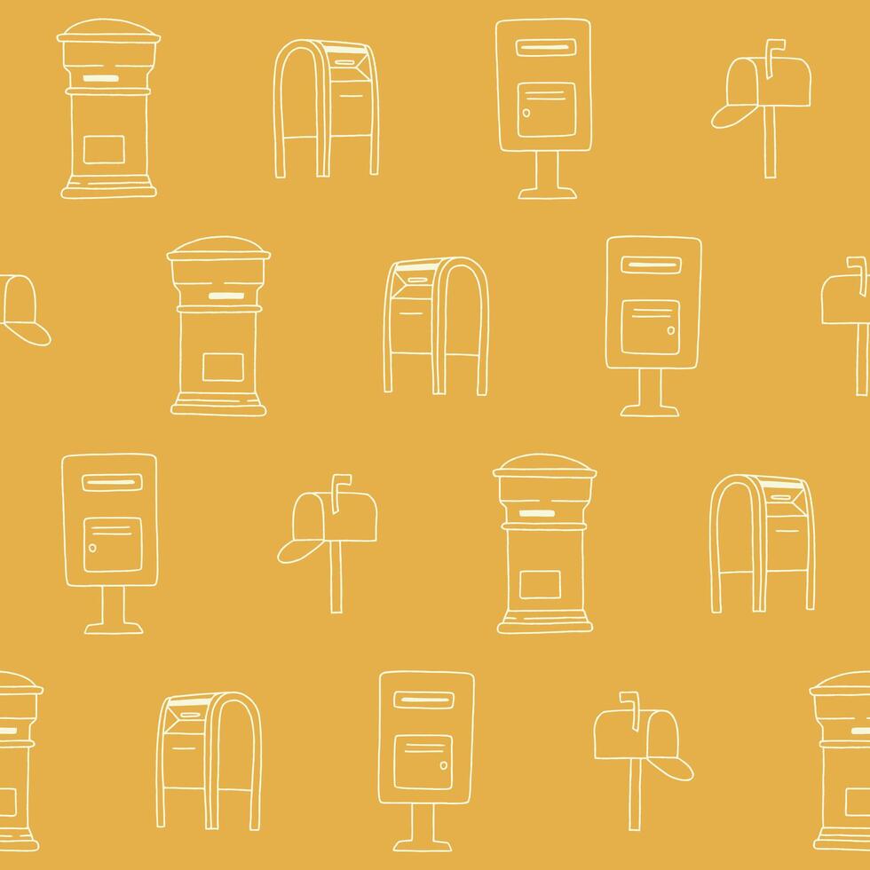 Outline Collection of Mailbox Seamless Pattern illustration Design vector