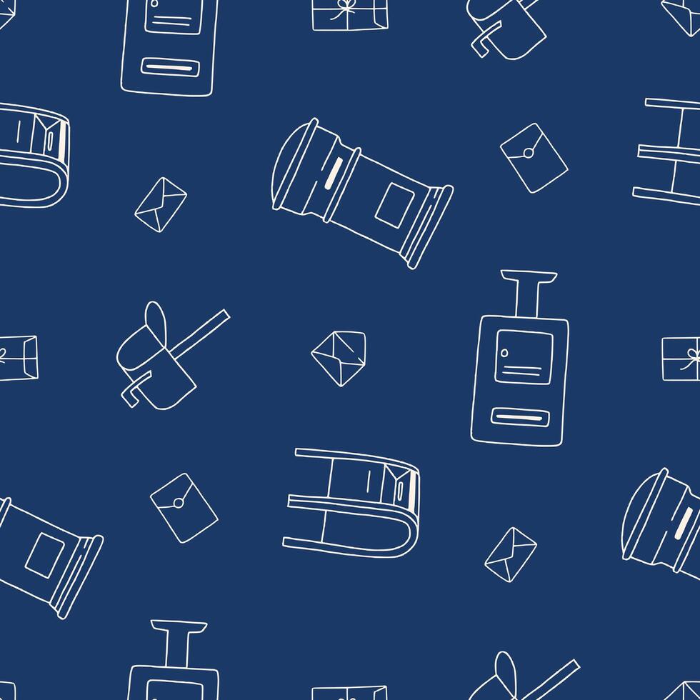 Outline Mailbox Envelope Letter Seamless Pattern illustration Design vector