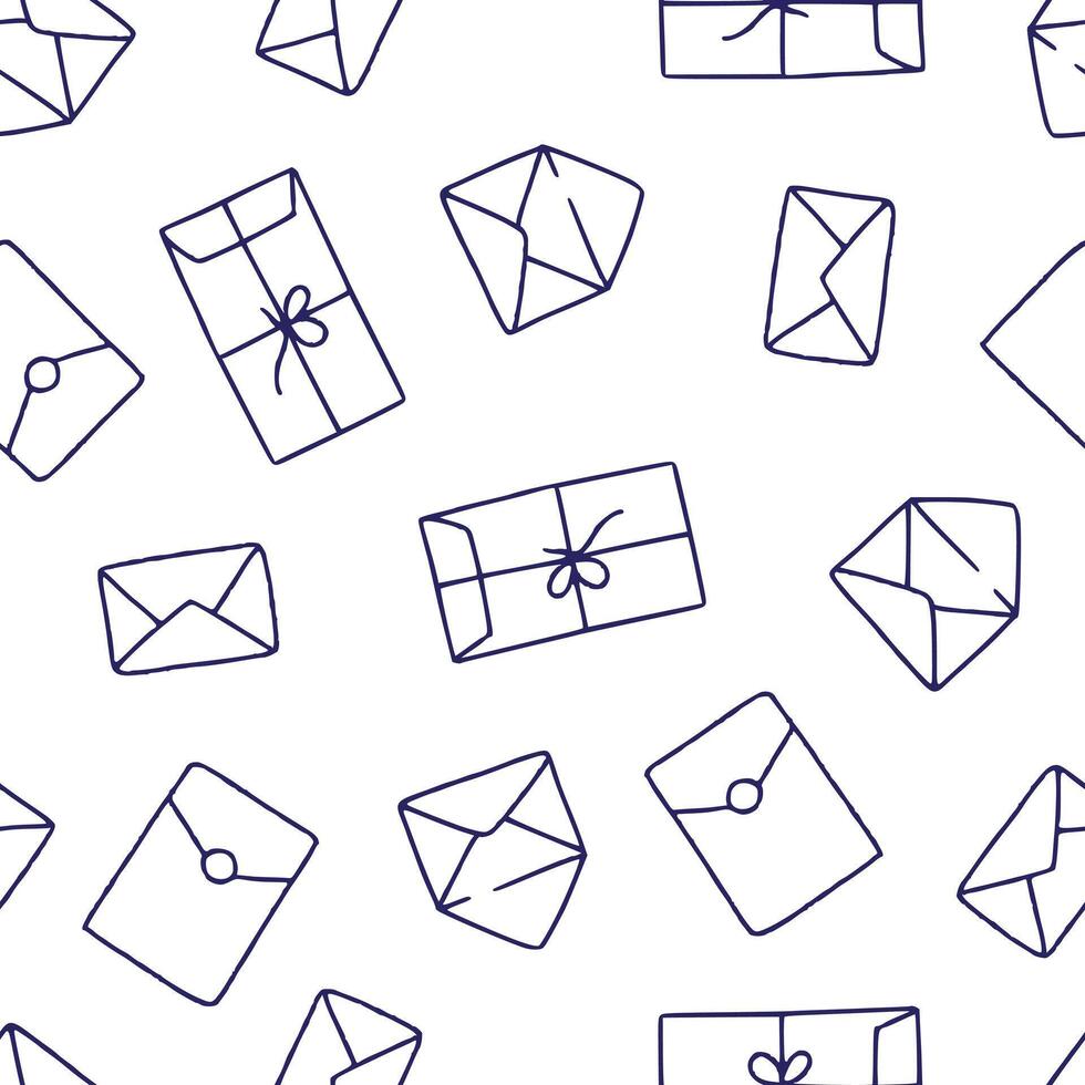 Outline Bunch of Envelope Seamless Pattern illustration Design vector