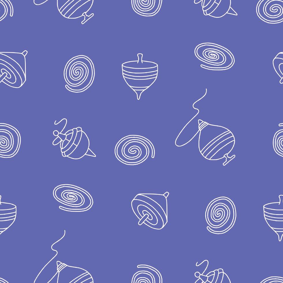 Outline Toy Top Spinning Seamless Pattern illustration for Print, Wallpaper, Decoration. vector