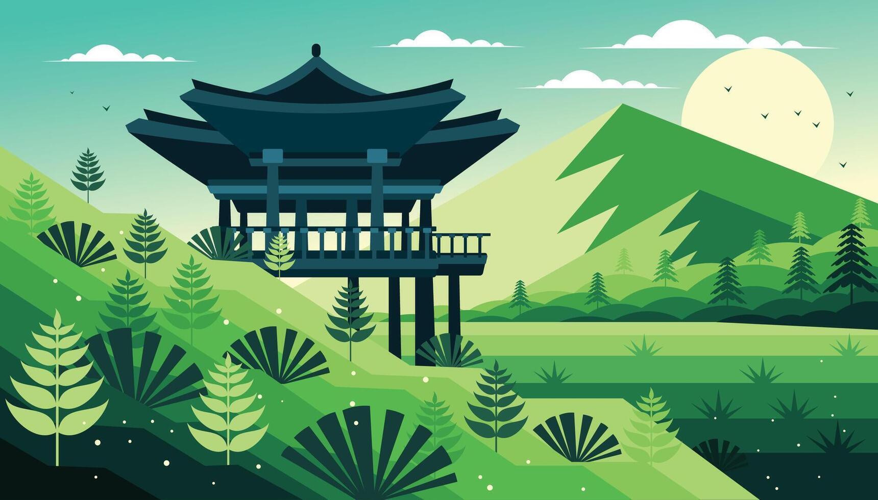 Korean Nature View Illustration vector