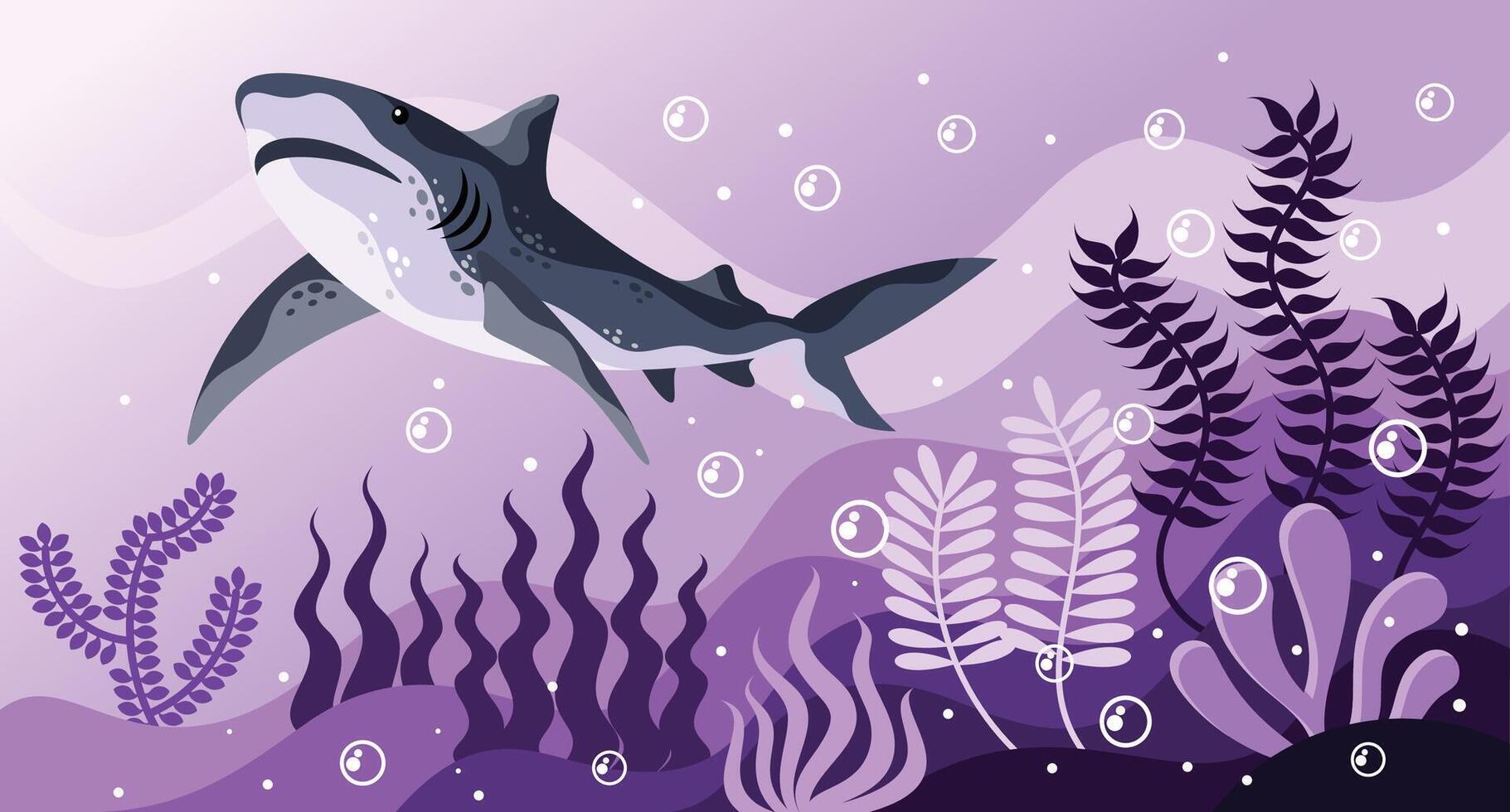 Shark On Ocean Illustration vector