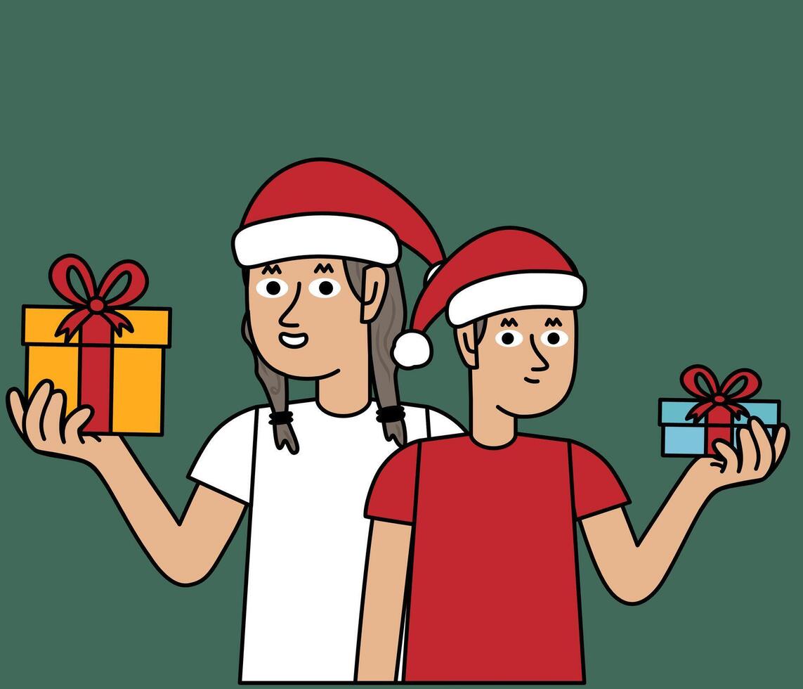 Happy children with gifts in their hands vector