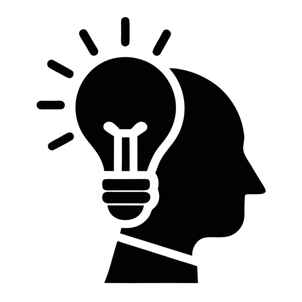 Minimalist Lightbulb Idea Icon Silhouette - Illustration vector