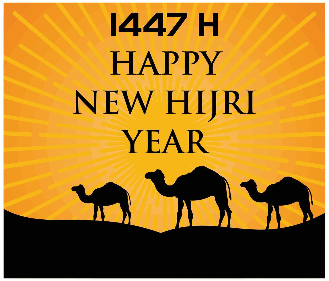 Happy new Hijri year 1447. Happy Islamic New Year. flat modern illustration vector