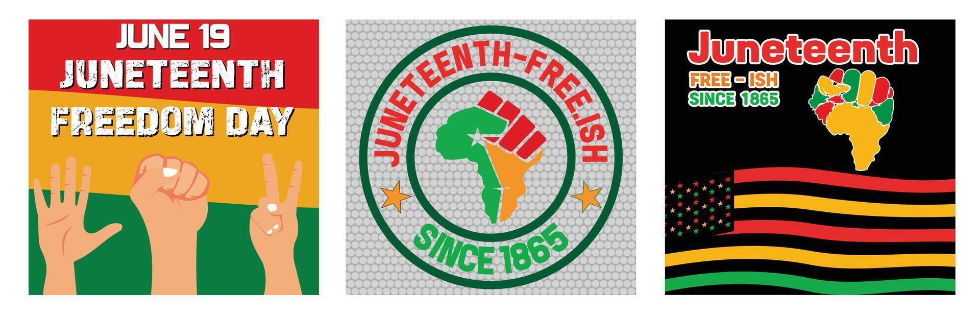 Hand drawn juneteenth freedom day. Juneteenth Free-ish Since 1865. Juneteenth Freedom Day. Set flat modern illustration vector