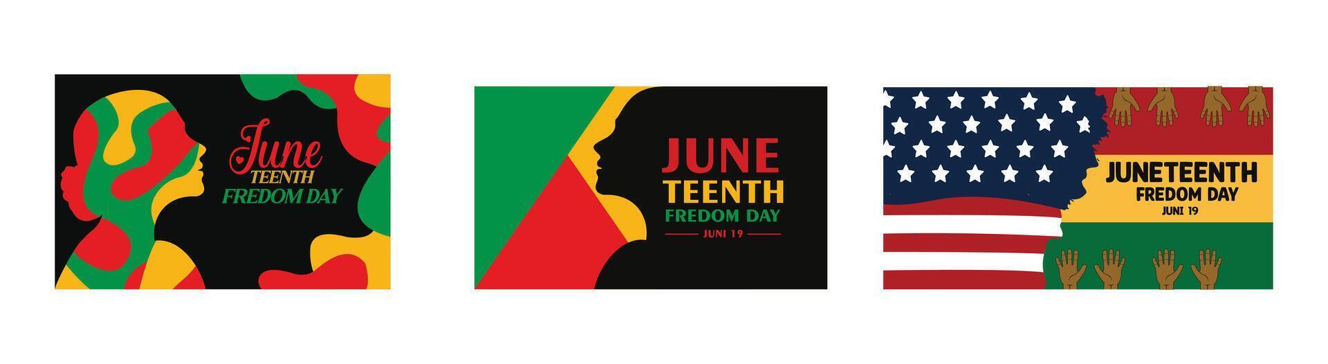 Juneteenth Freedom Day. Juneteenth Independence Day. Freedom Day in the United States of America. Set flat modern illustration vector