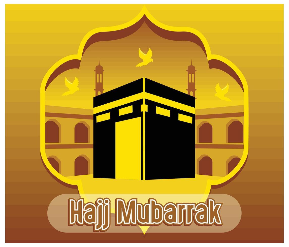 Hajj Mubarak Islamic pilgrimage Kaaba background. flat modern illustration vector