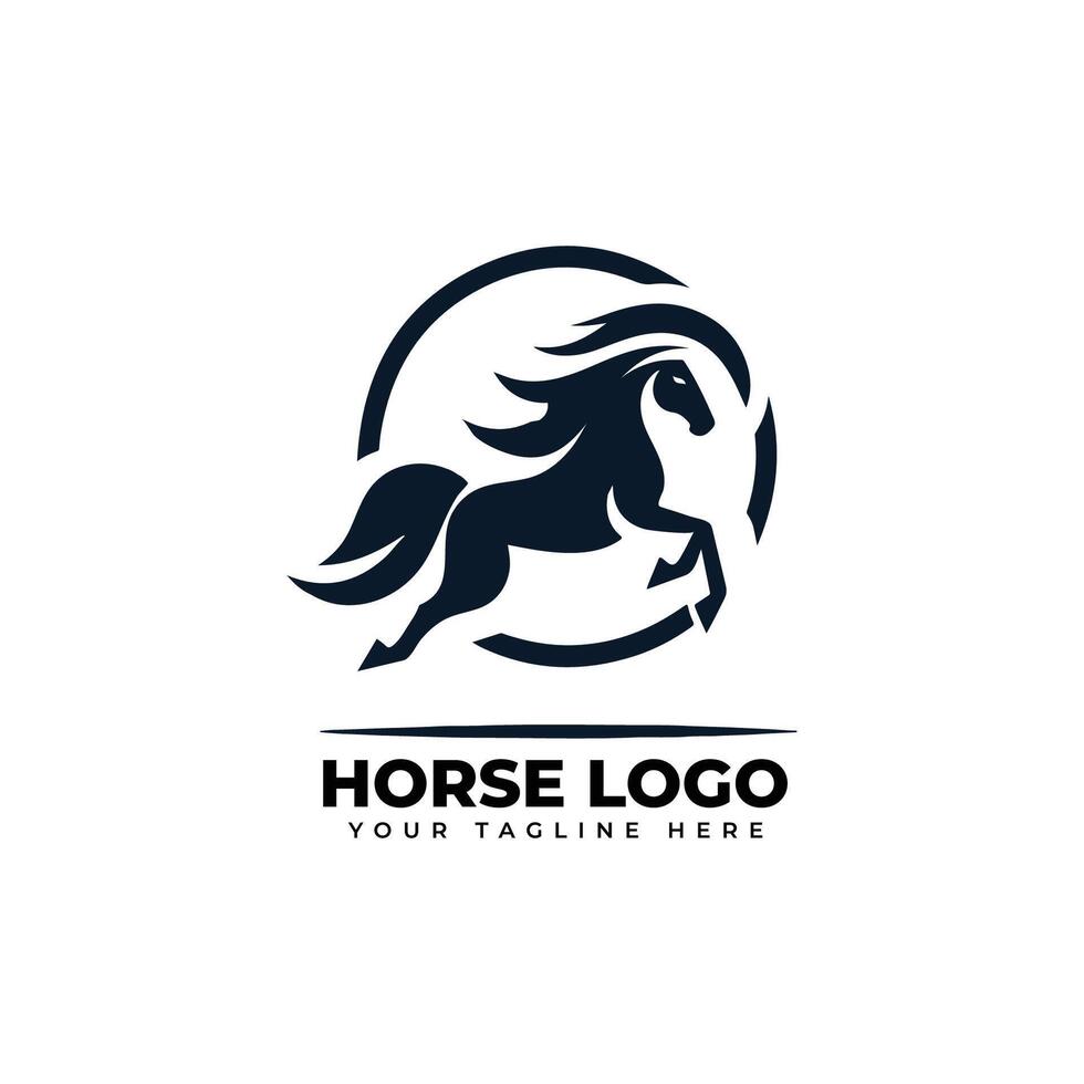 a flat design logo of a horse in motion vector