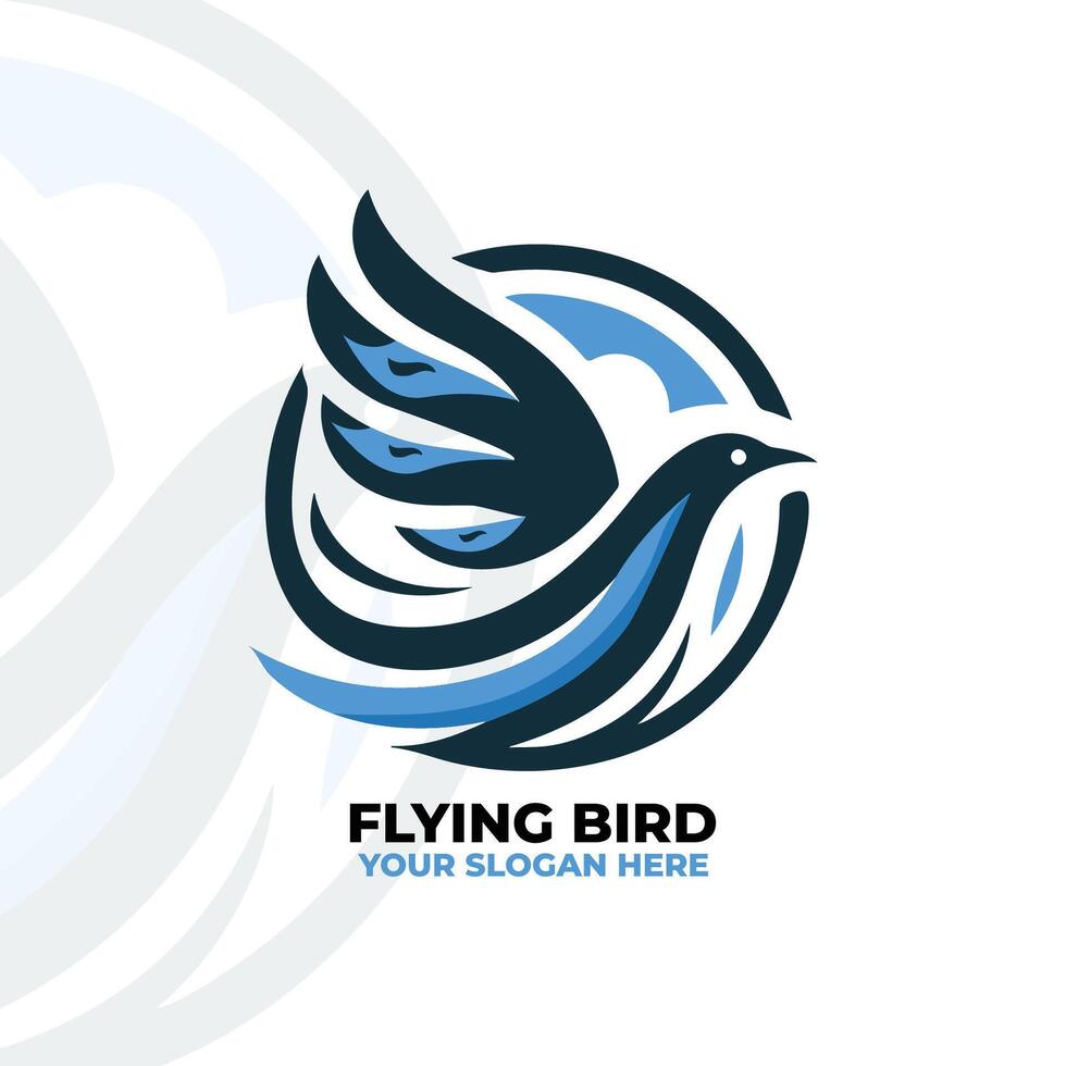 a flat design logo of a flying bird in a minimalist style vector