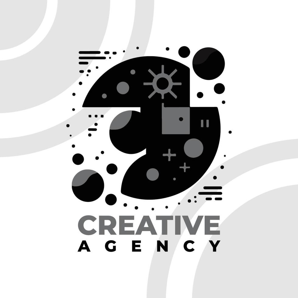 minimalist flat logo for a creative agency vector