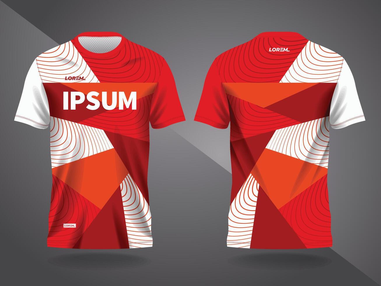 red abstract background and pattern for sport jersey design and mockup. front and back view template vector