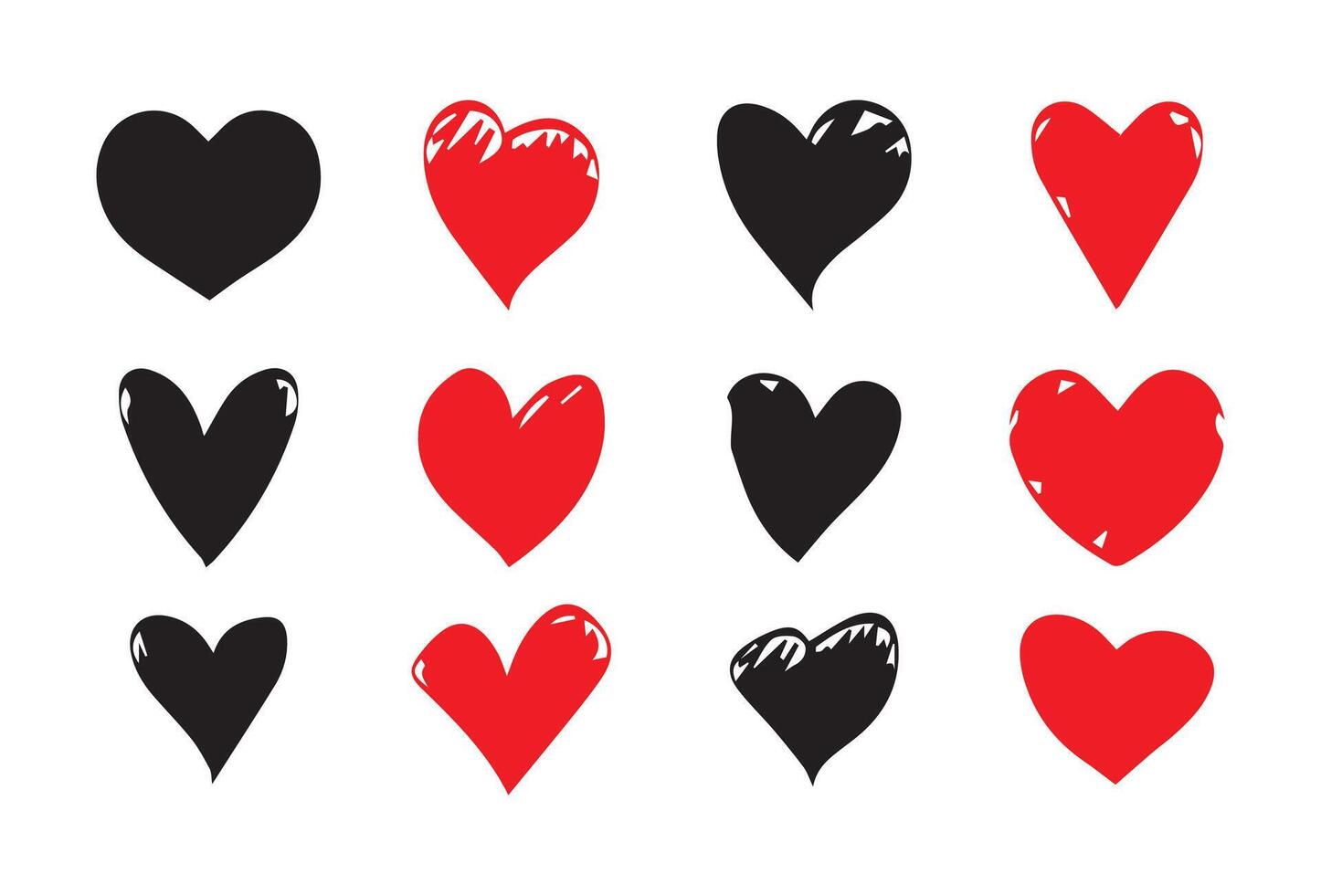 Heart icons. Artistic red heart love symbols isolated editable . vector