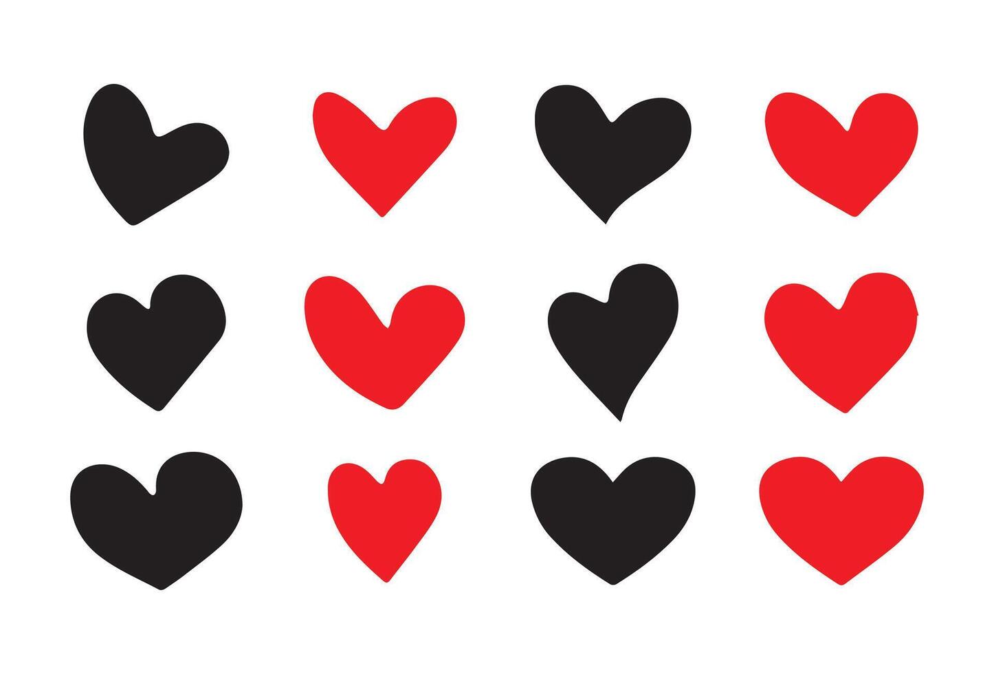 Red and black love heart icon set.chat, likes. Social network like red heart web button isolated on white background vector