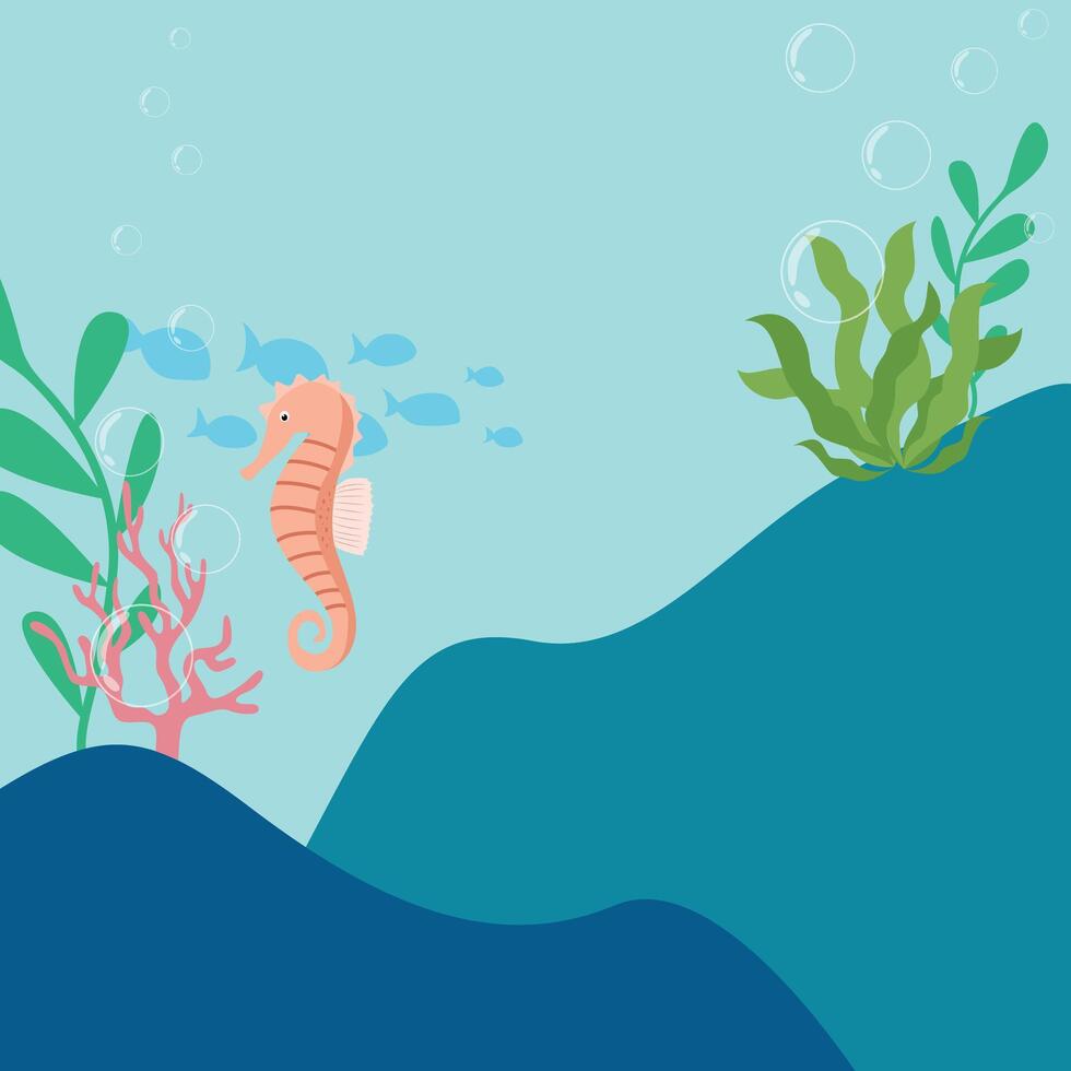 Seahorse exploring Undersea Background vector