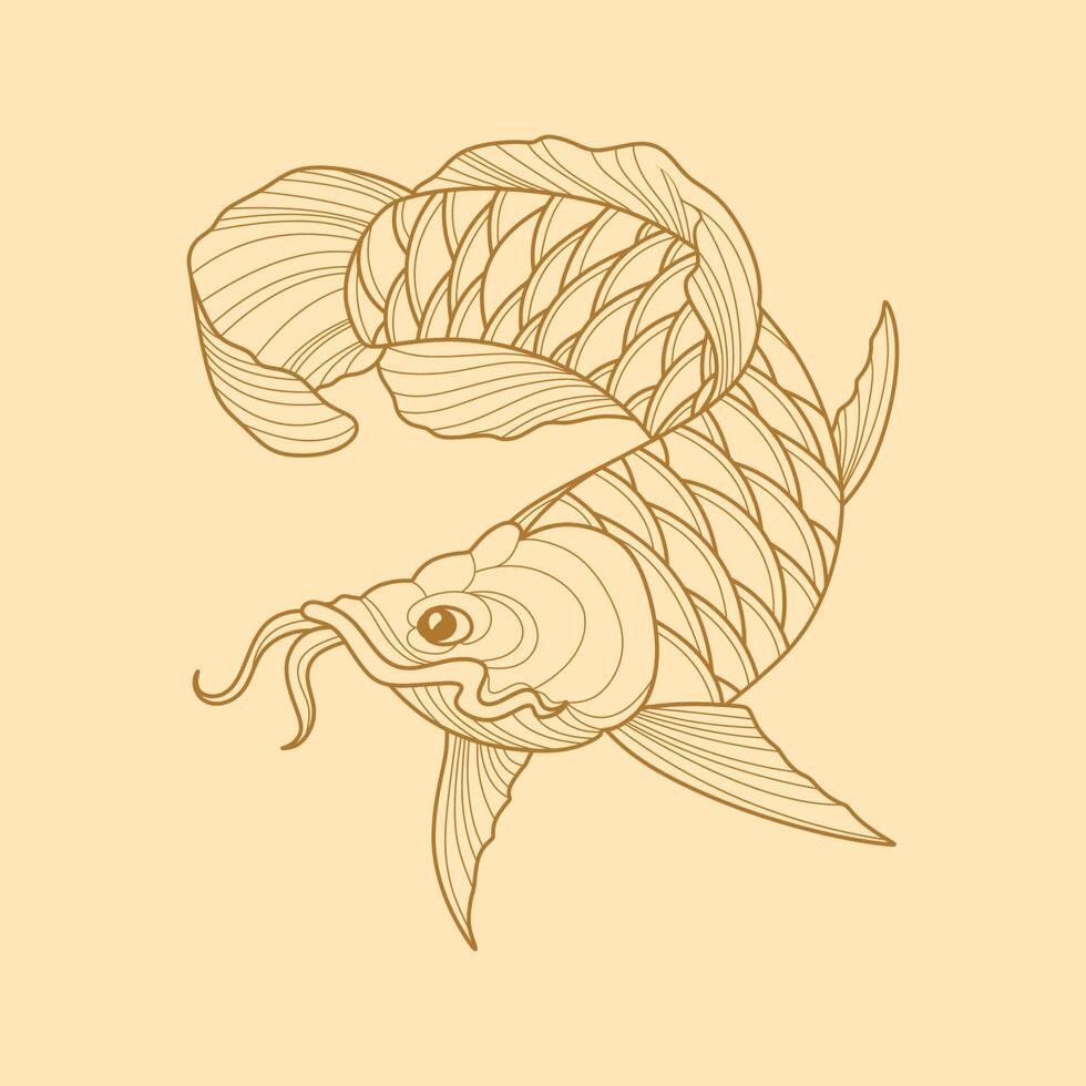 fish line illustration logo design vector