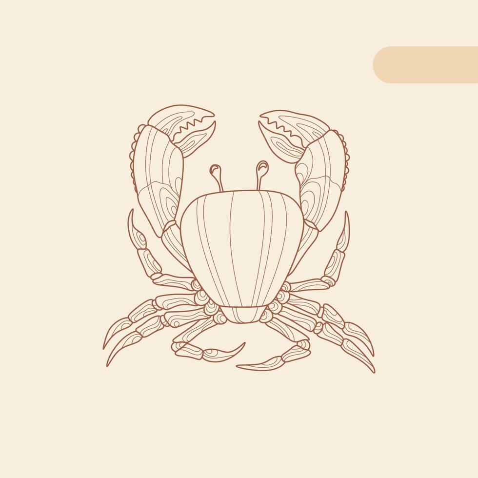 crab line illustration logo design vector