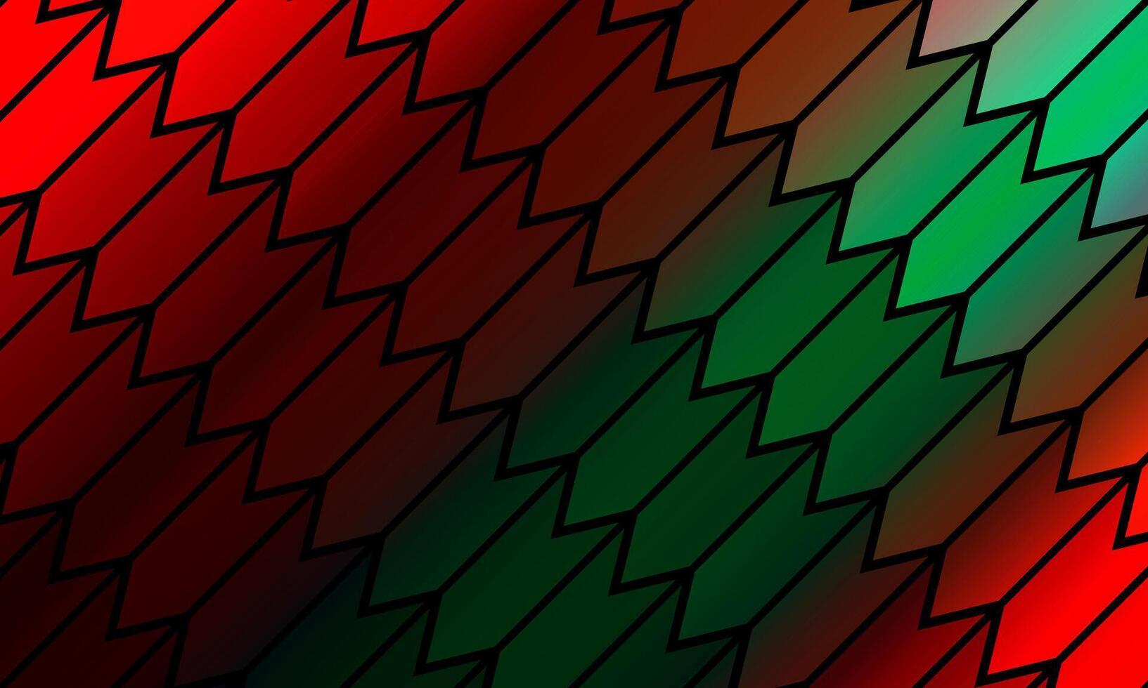 Abstract colorful pattern of triangle diagonal line stripes on a black background. red and green geometric. vector