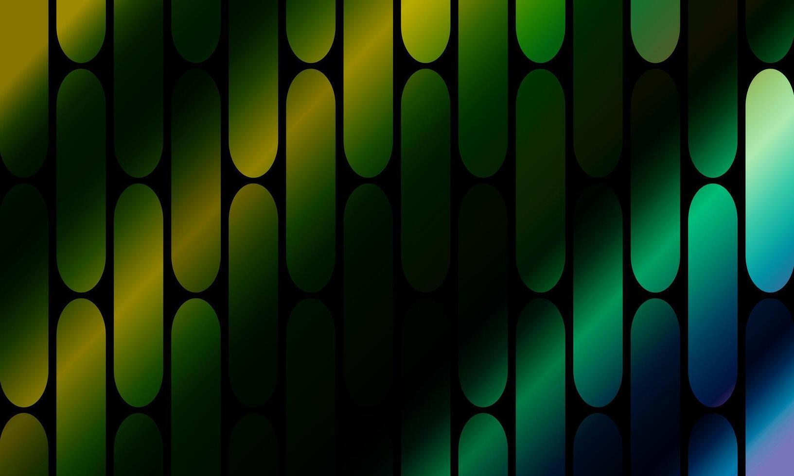 Abstract colorful pattern of straight diagonal line stripes on a black background. dark green. vector