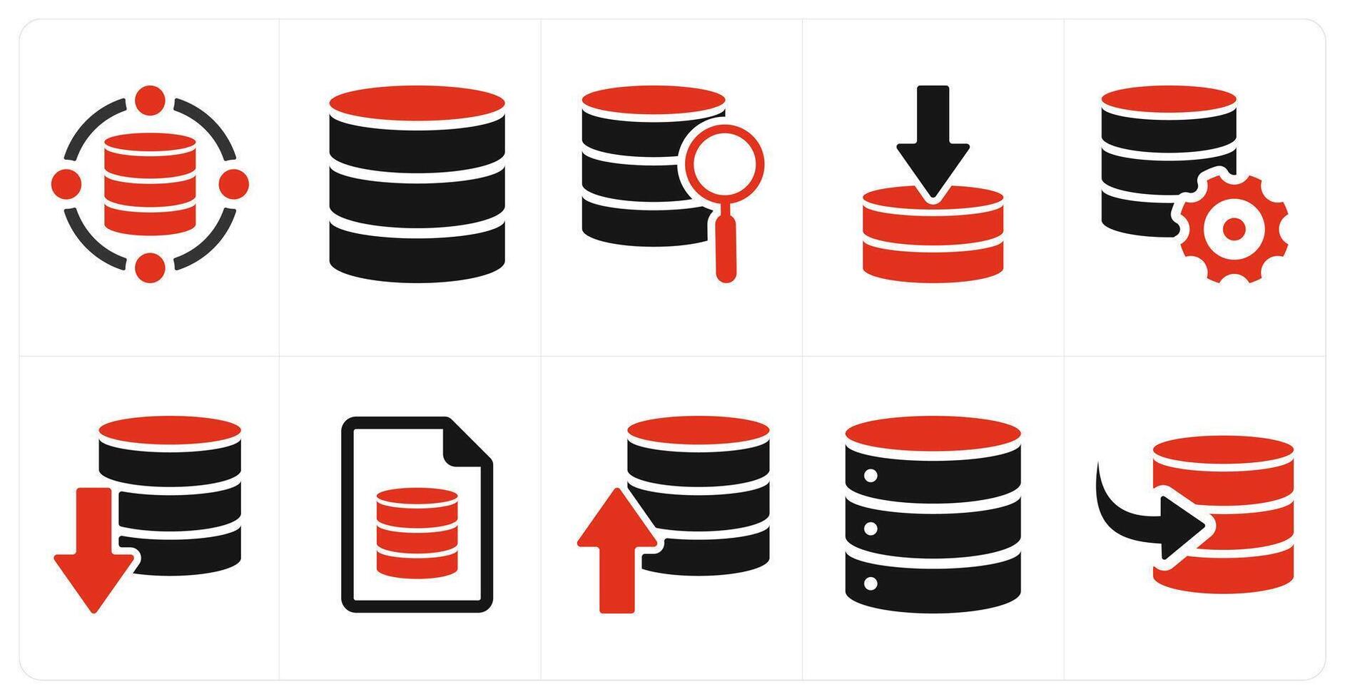 A set of 10 mix icons as data, database server, search vector