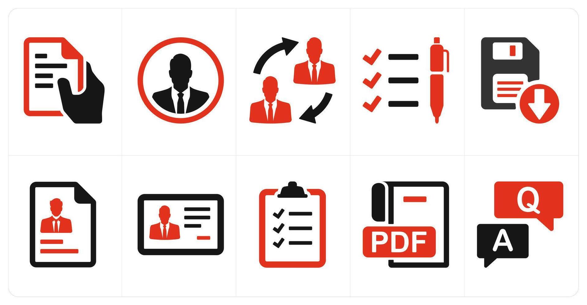 A set of 10 mix icons as text file, businessman, duties transfer vector