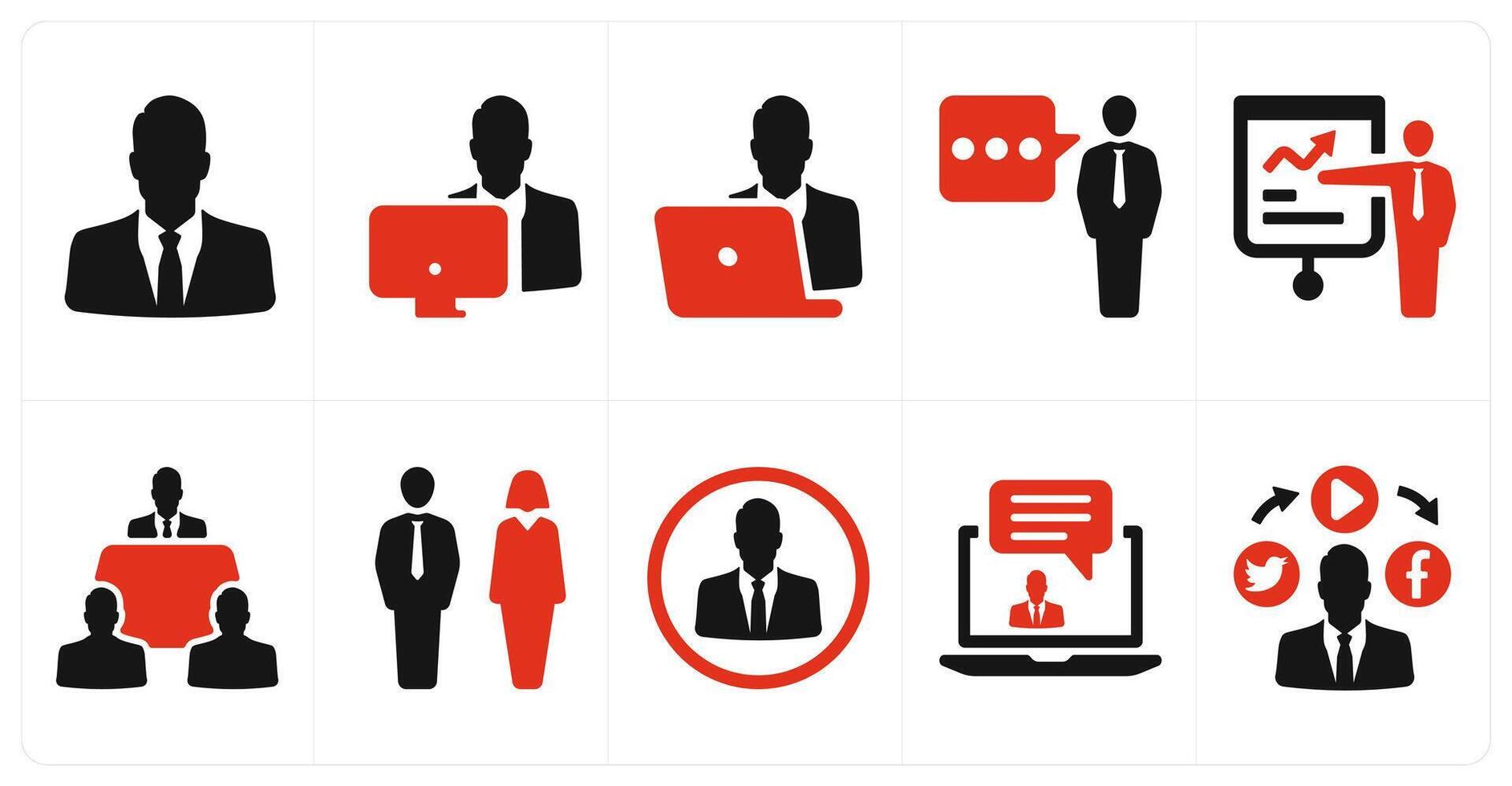 A set of 10 mix icons as man, working man, busy man vector