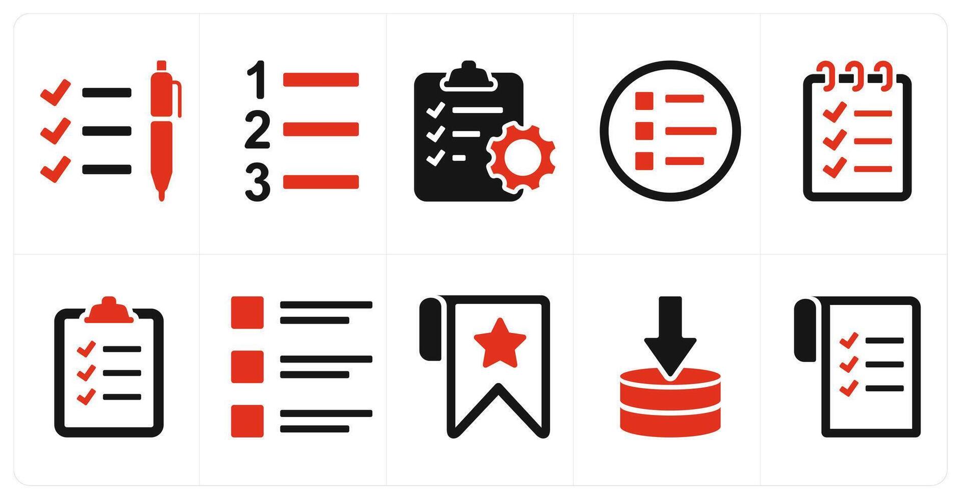 A set of 10 mix icons as list, number index clipboard vector