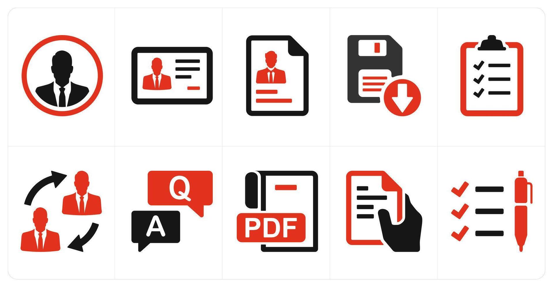 A set of 10 mix icons as businessman, id card, resume vector
