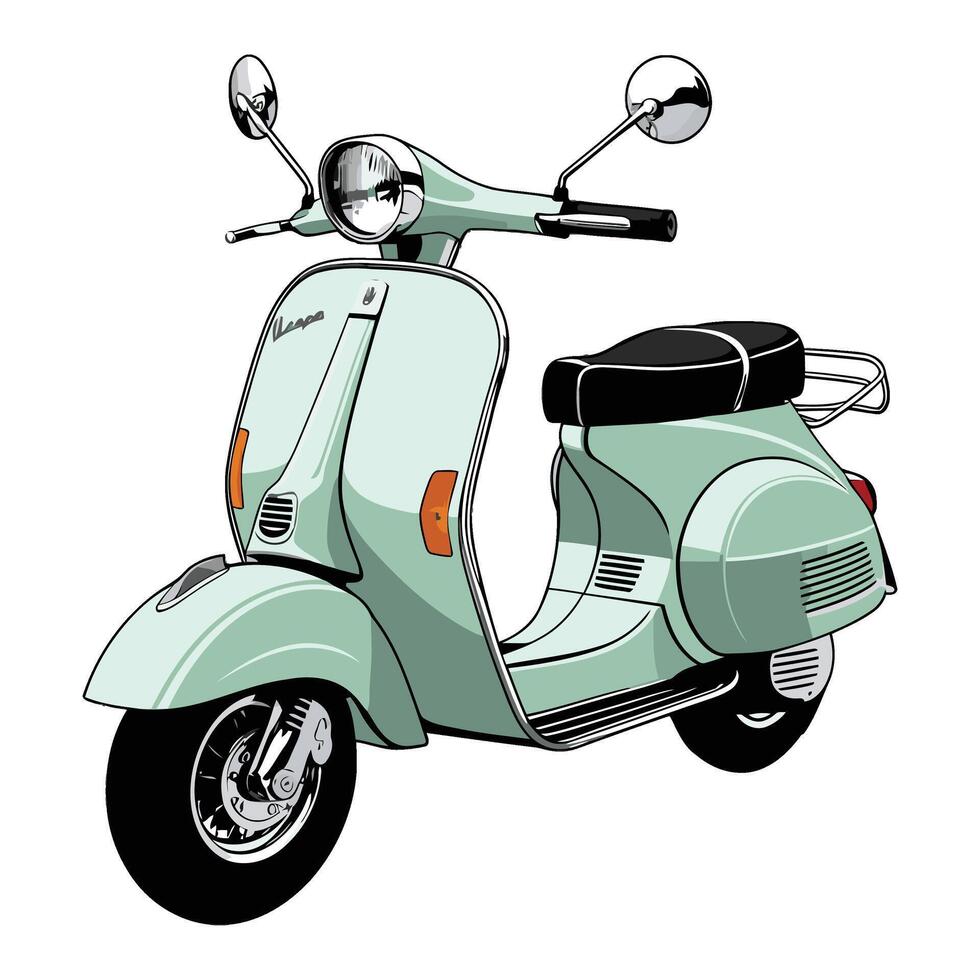 A cartoon scooter is shown on a white background vector